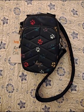 lug Navy Quilted Crossbody with Multicolor Paw Prints